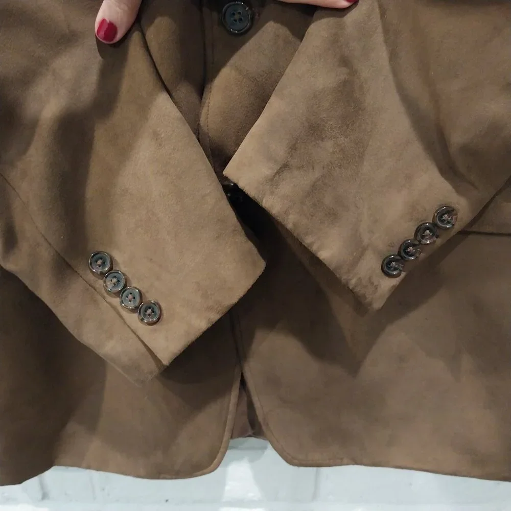 Ralph Lauren Sport Coat 44 L Brown Microsuede Brown Blazer Jacket Preppy Designe